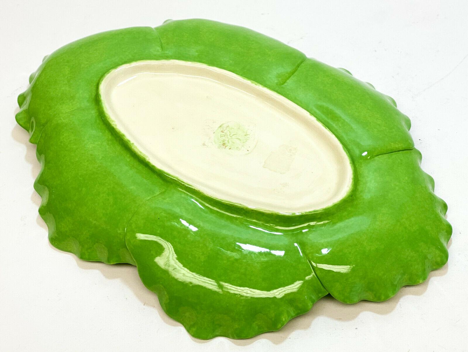 Dodie Thayer Jupiter Lettuce Leaf Handmade Earthenware Tray In Excellent Condition For Sale In Pasadena, CA