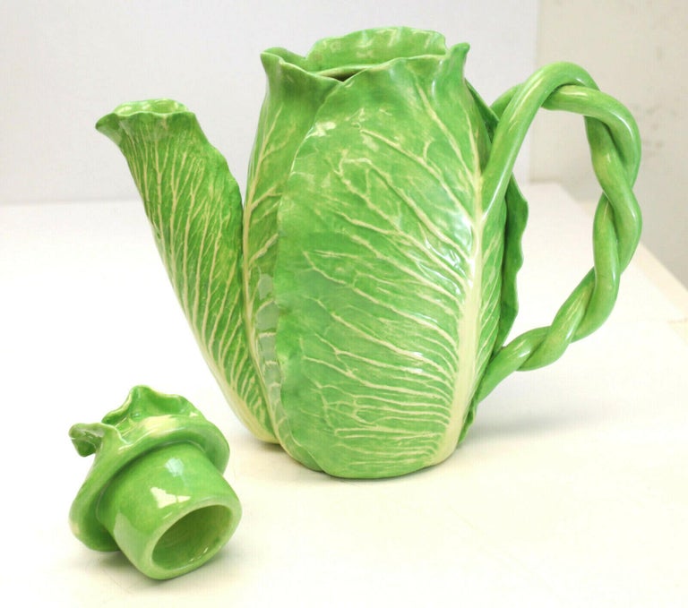 Dodie Thayer Lettuce Leaf Ware Au Bon Gout Porcelain Teapot at 1stDibs