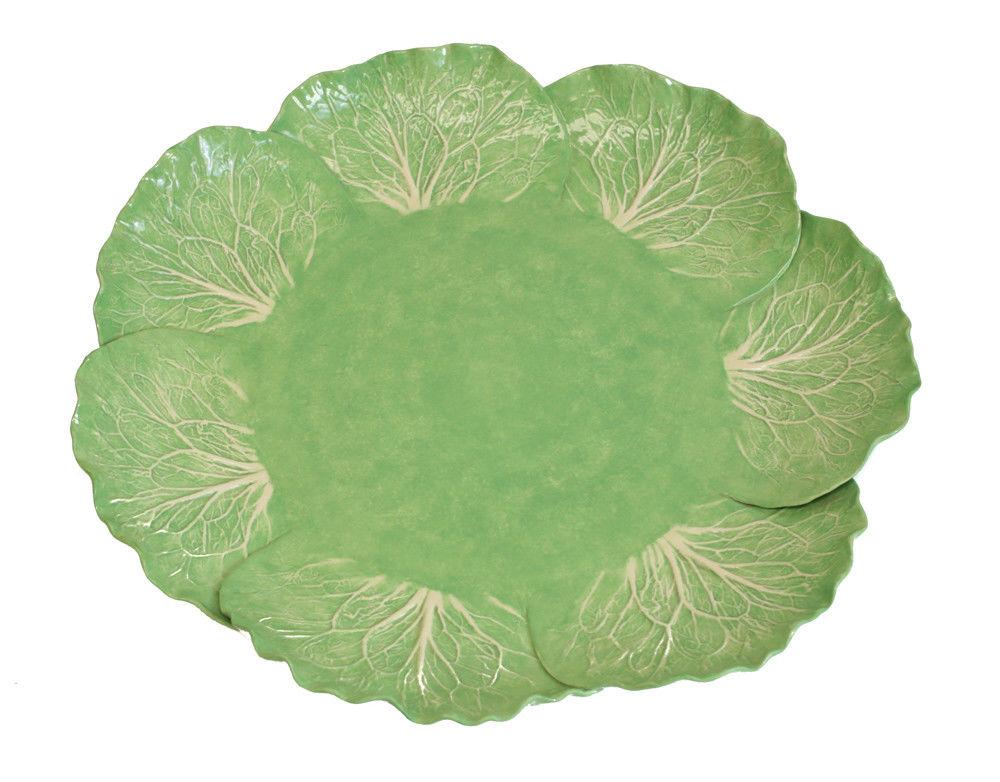 Late 20th Century Dodie Thayer Lettuce Leaf Ware Porcelain Large Serving Tray Handcrafted