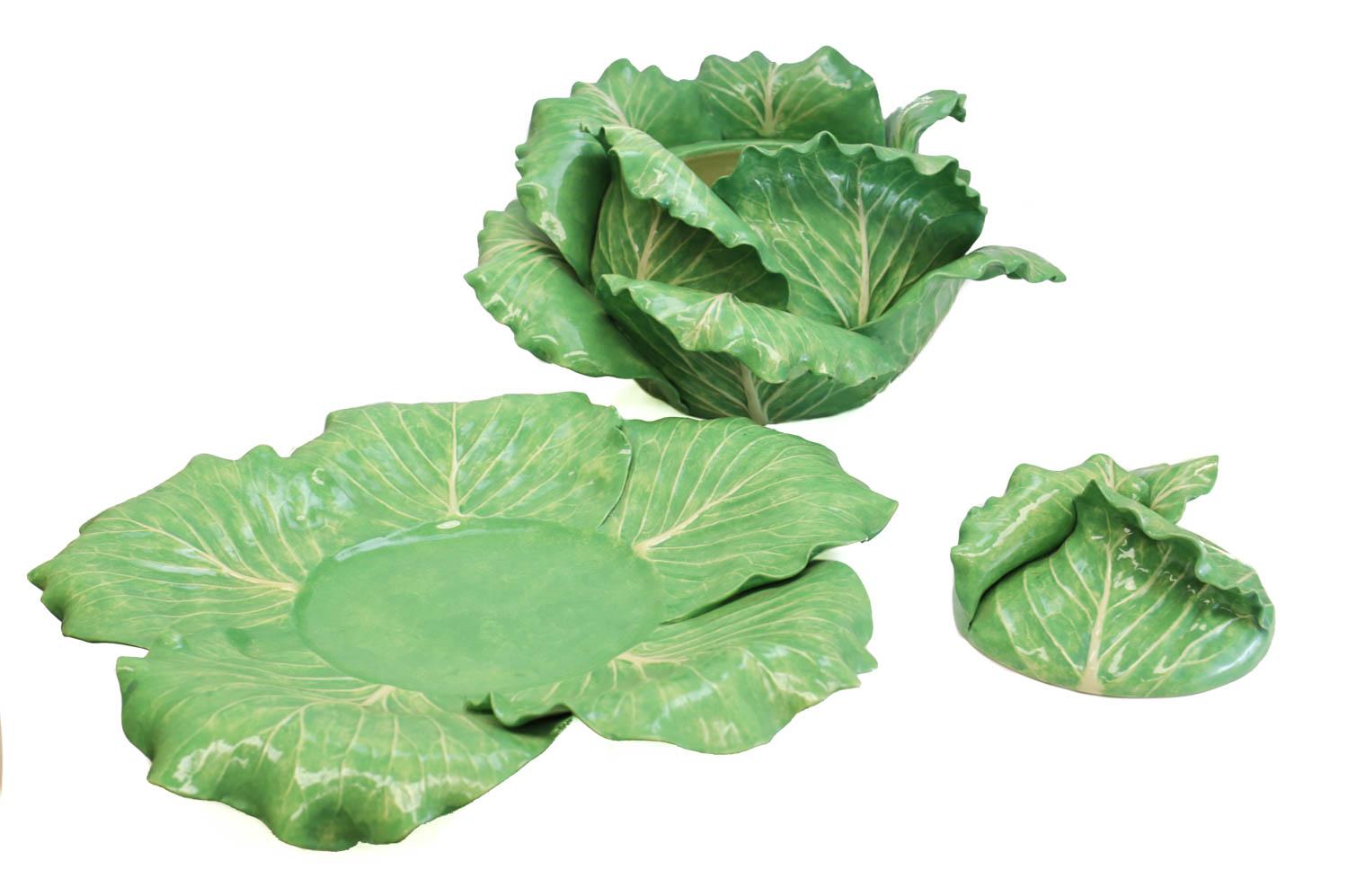 Dodie Thayer Lettuce Leaf Ware Porcelain Large Tureen, Hand Crafted Earthenware (Nordamerikanisch)