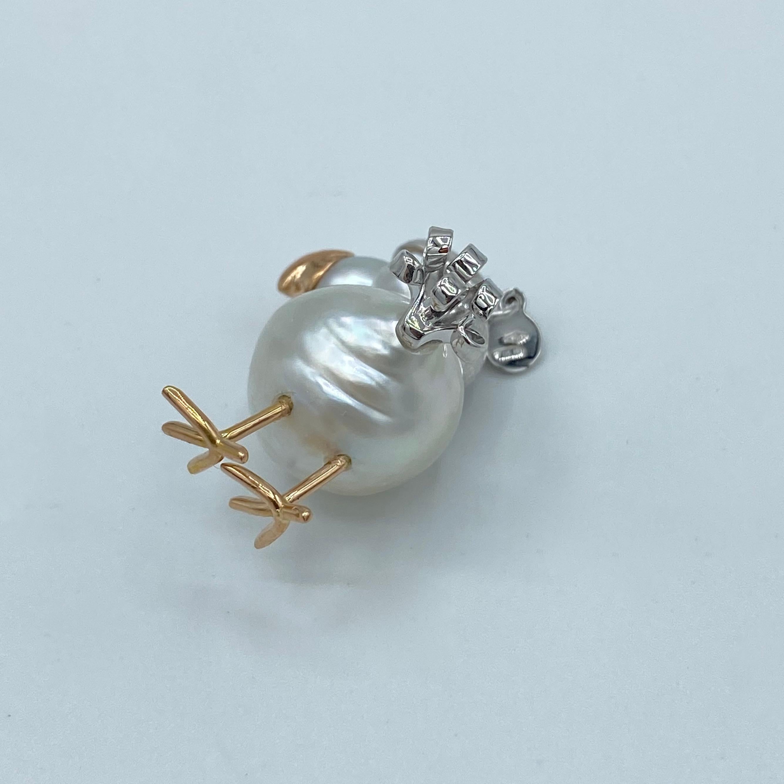 Dodo Australian Black Diamond Pearl White Red 18Kt Gold Charm Pendant Necklace In New Condition In Bussolengo, Verona