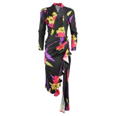 Dodo Bar Or Ava Asymmetric Floral Print Satin Midi Dress IT 42 UK 10 