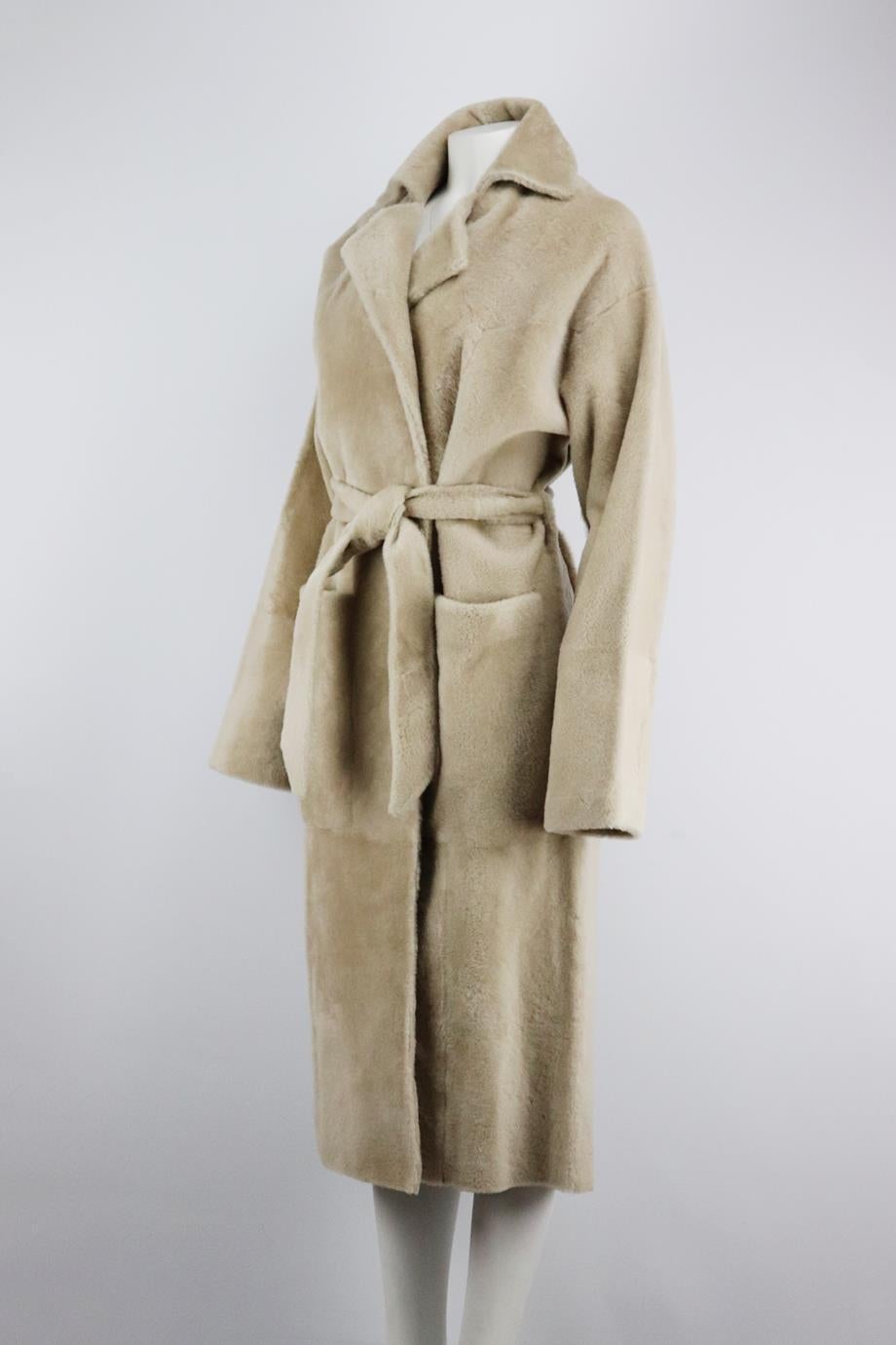 Brown Dodo Bar Or Belted Shearling Coat It 40 Uk 8