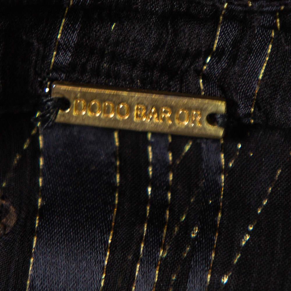 Dodo Bar Or Black Lurex Chiffon Ruffle Detail Tiered Belted Midi Dress M For Sale 1
