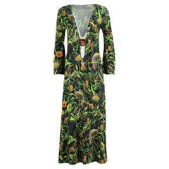 Dodo Bar Or Cutout Printed Satin Jersey Midi Dress Medium