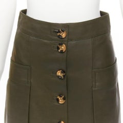 DODO BAR OR dark genuine leather shell button pocketed pleated skirt IT40 S