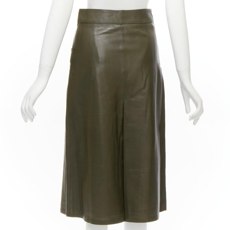 Women's DODO BAR OR dark genuine leather shell button pocketed pleated skirt IT40 S For Sale