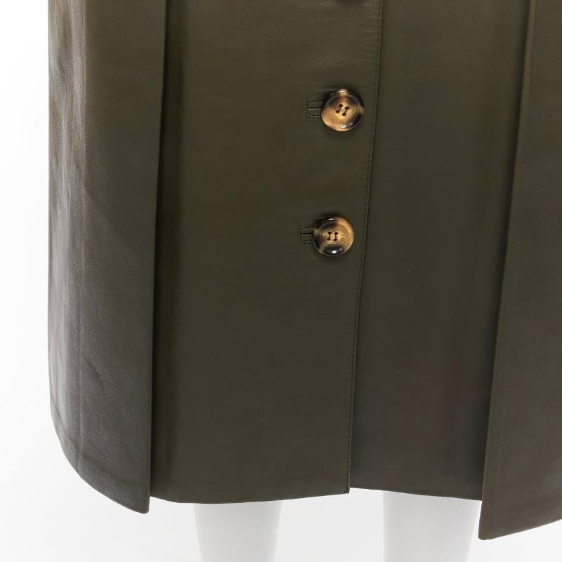 DODO BAR OR dark genuine leather shell button pocketed pleated skirt IT40 S For Sale 2