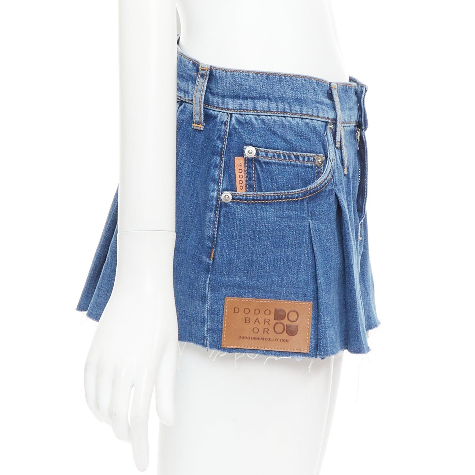 Blu DODO BAR OR Lennon Mini Gonna blu plissettata davanti marrone Gonna corta IT34 S in vendita