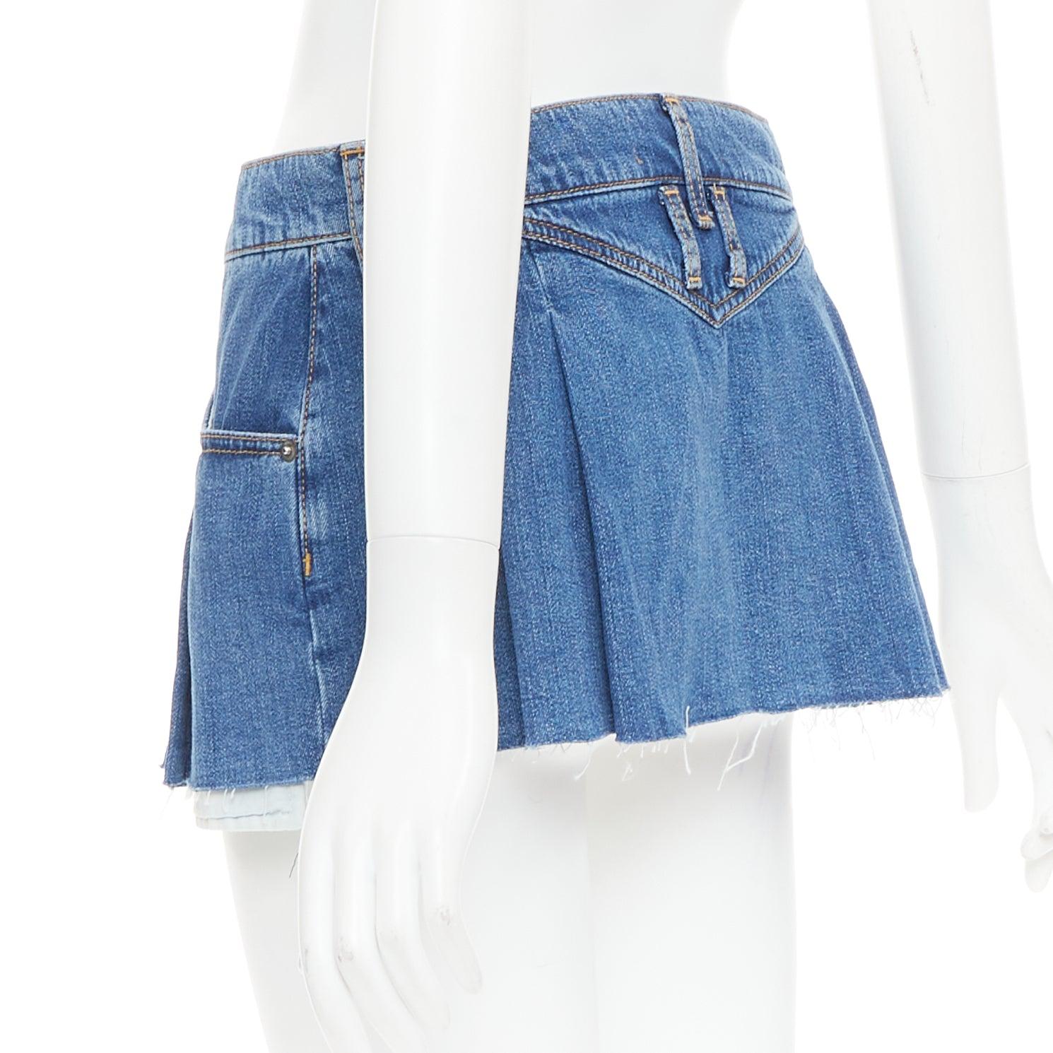 Donna DODO BAR OR Lennon Mini Gonna blu plissettata davanti marrone Gonna corta IT34 S in vendita
