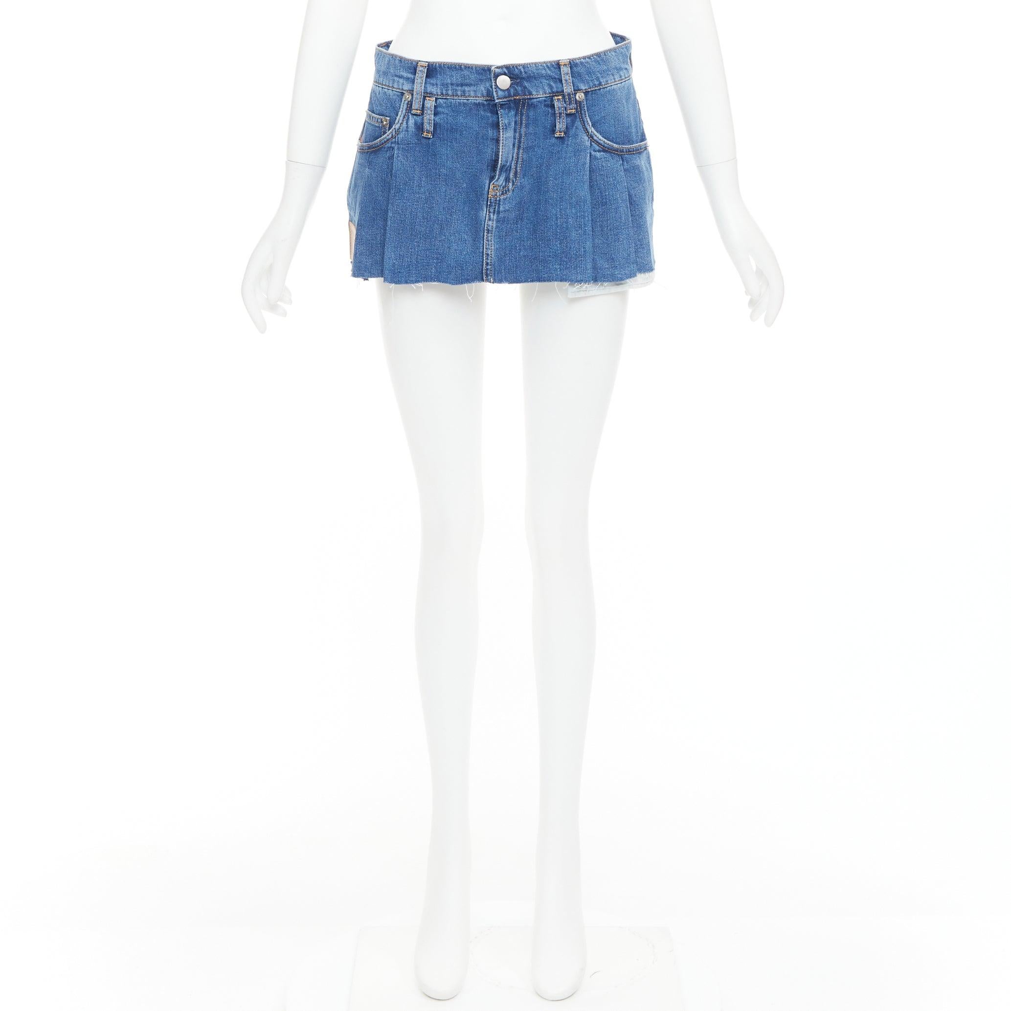 DODO BAR OR Lennon Mini Gonna blu plissettata davanti marrone Gonna corta IT34 S in vendita 4