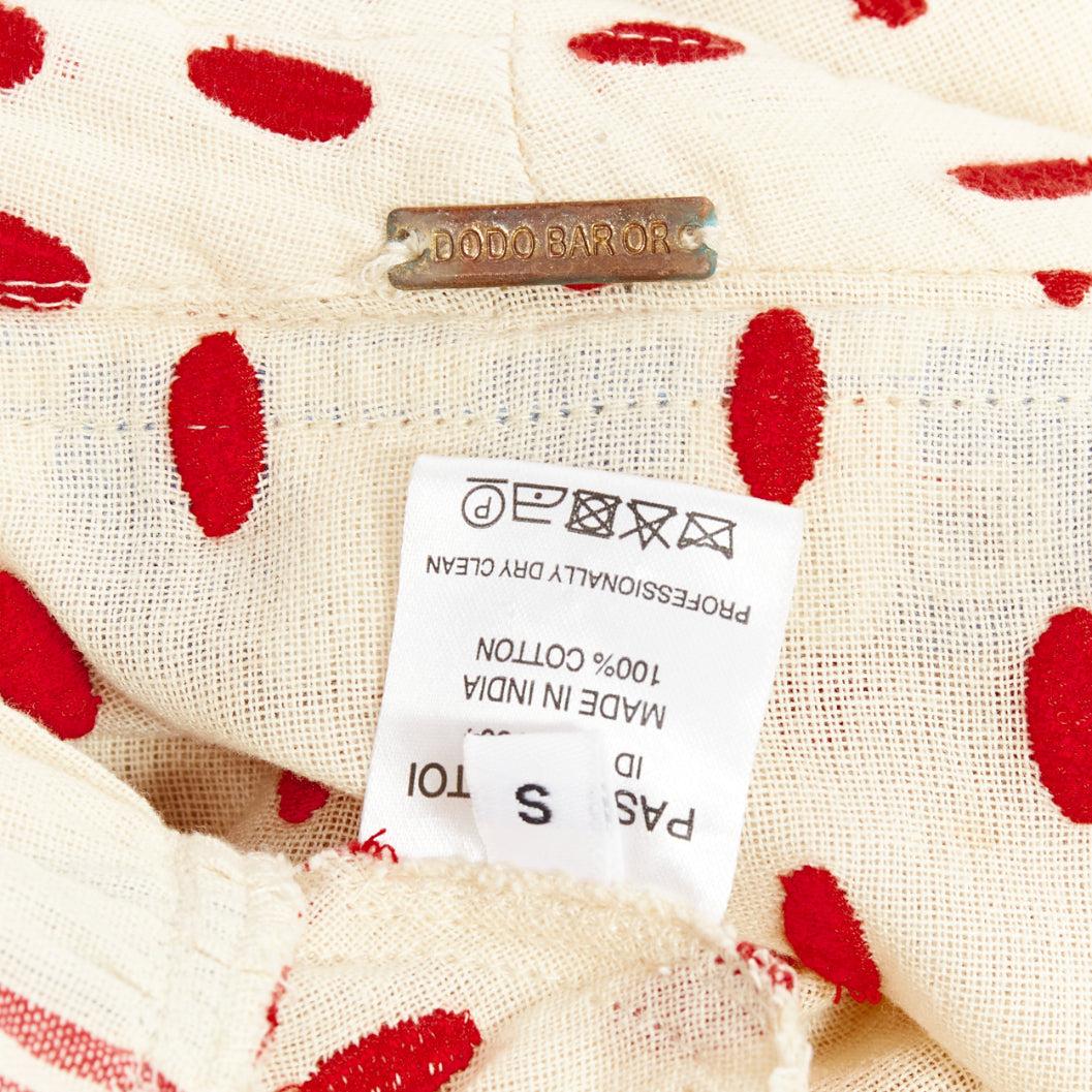 DODO BAR OR Padma beige red blue knotted embroidery cotton gauze boho dress US0 3