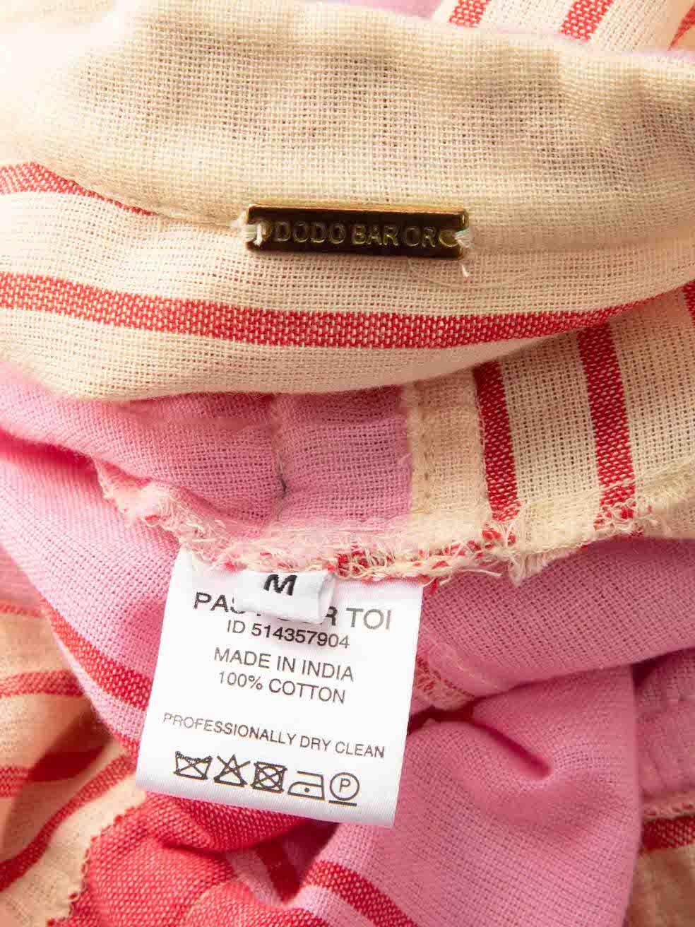 Dodo Bar Or Pink Striped Tassel V Neck Midi Dress Size M For Sale 2