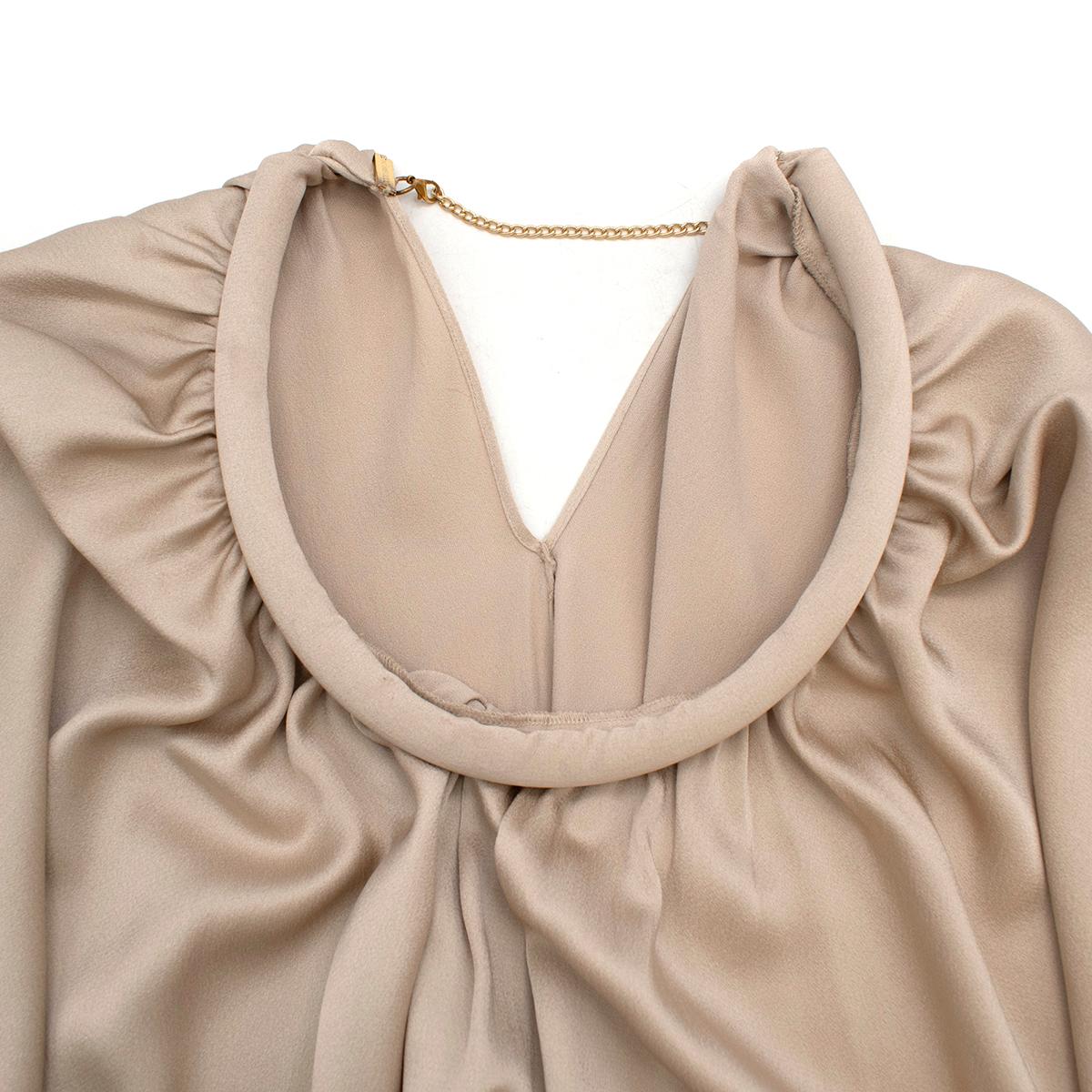Beige Dodo Bar Or Structured Round Collar Satin Draped Dress - US size 4 For Sale