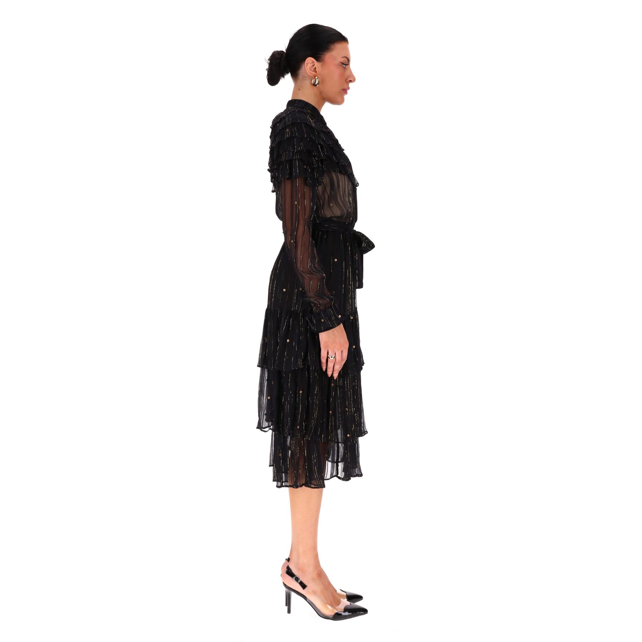 Black Dodo Bar Or Tiered Embellished Lace Dress For Sale