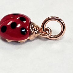 DoDo by Pomellato 9 Karat Rose Gold Ladybug Charm with Red and Black Enamel