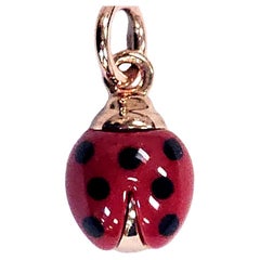 DoDo by Pomellato 9 Karat Rose Gold Ladybug Charm with Red and Black Enamel