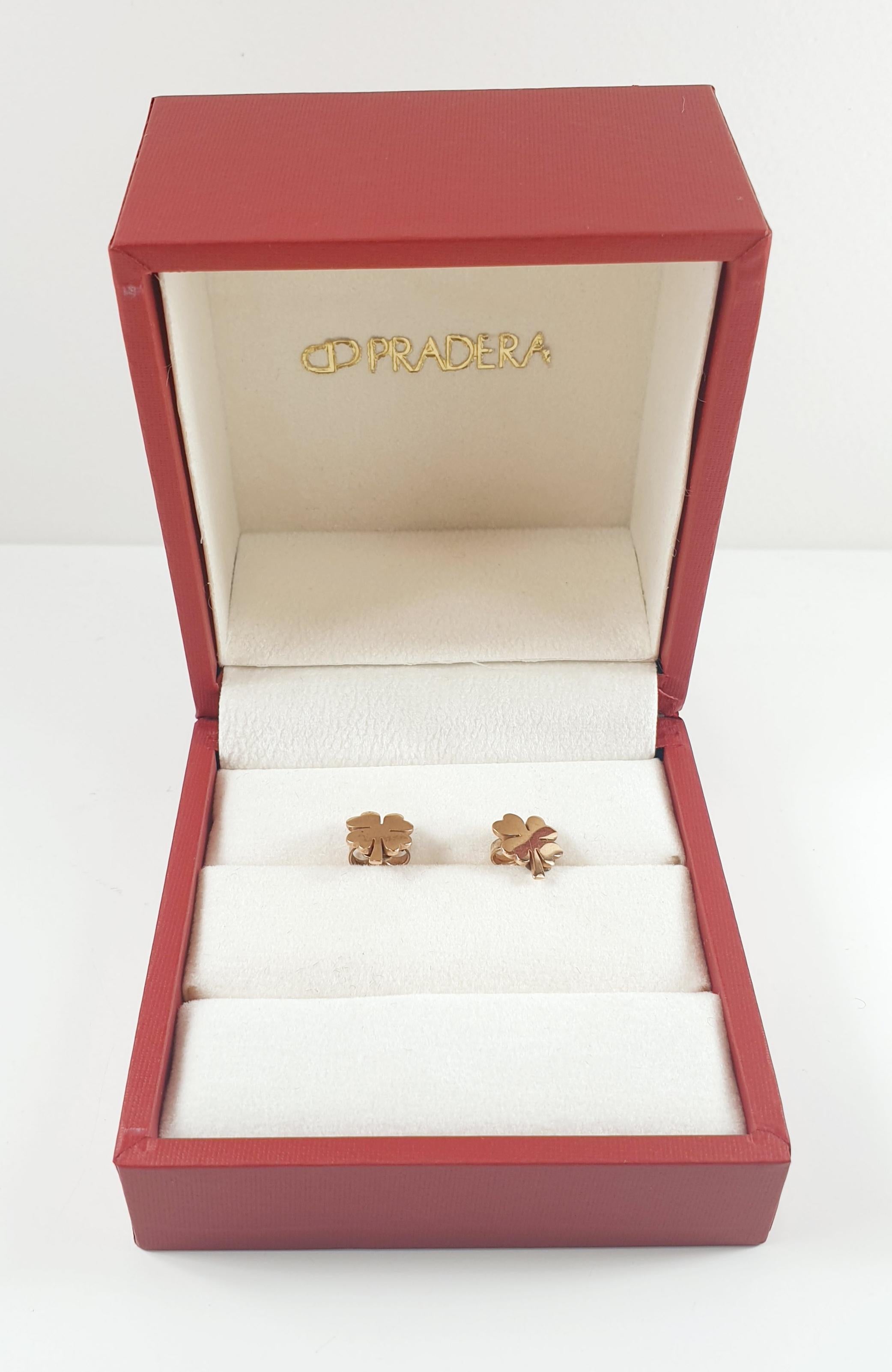 Dodo by Pomellato 9k Gold Clover Earrings with Dodo Closure In New Condition In Bilbao, ES