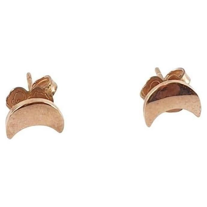 Dodo by Pomellato 9k Gold Half Moon Earrings with Dodo Closure For Sale