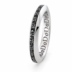 Dodo by Pomellato Disk Ring Sterling Silver with Back Diamonds