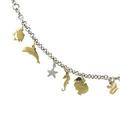 DoDo Gold Sterling Diamond Multi Charm Necklace Bracelet Set