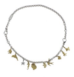 DoDo Gold Sterling Diamond Multi Charm Necklace Bracelet Set
