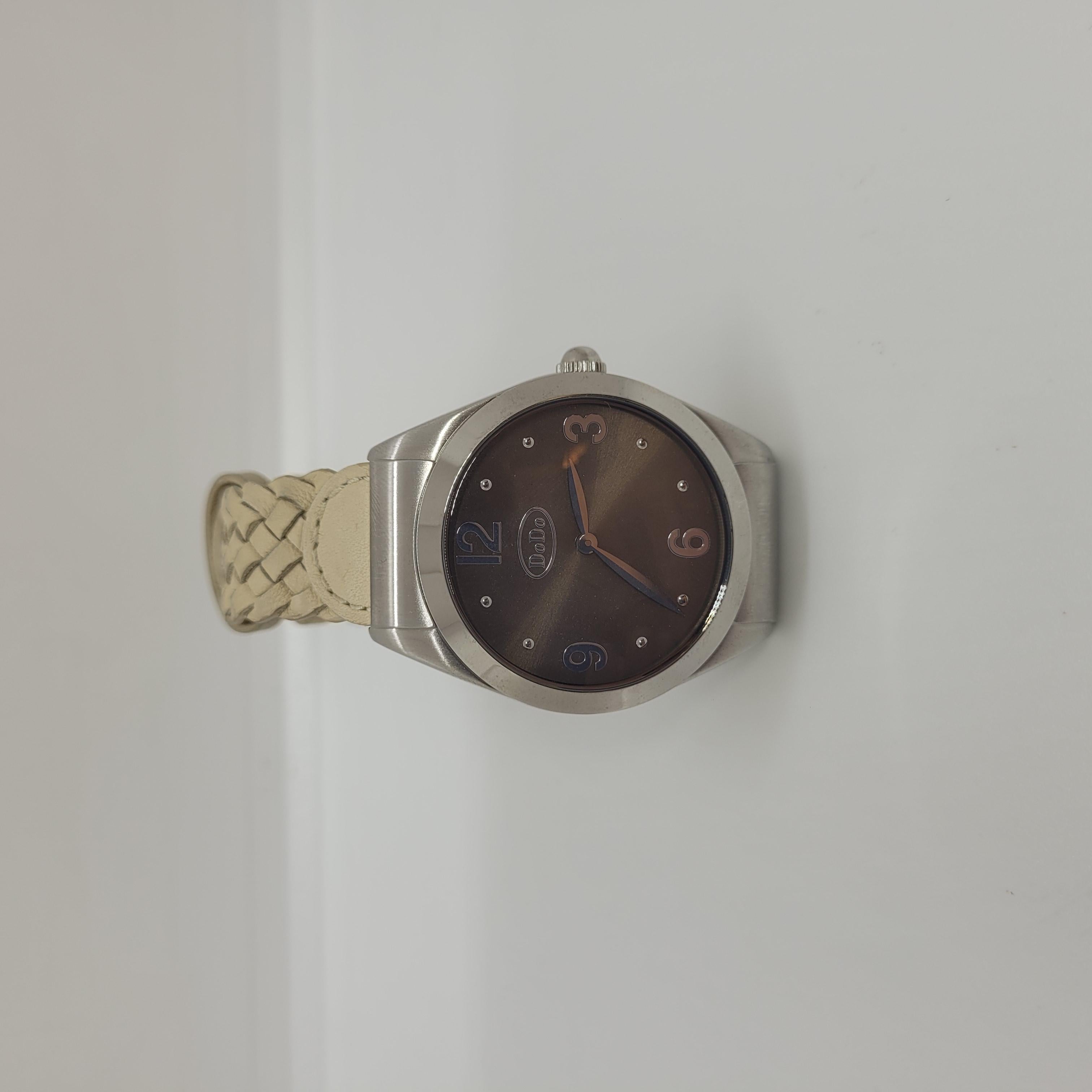 Montre-bracelet italienne DoDo, acier et cuir, 21e siècle, Nouveau 11