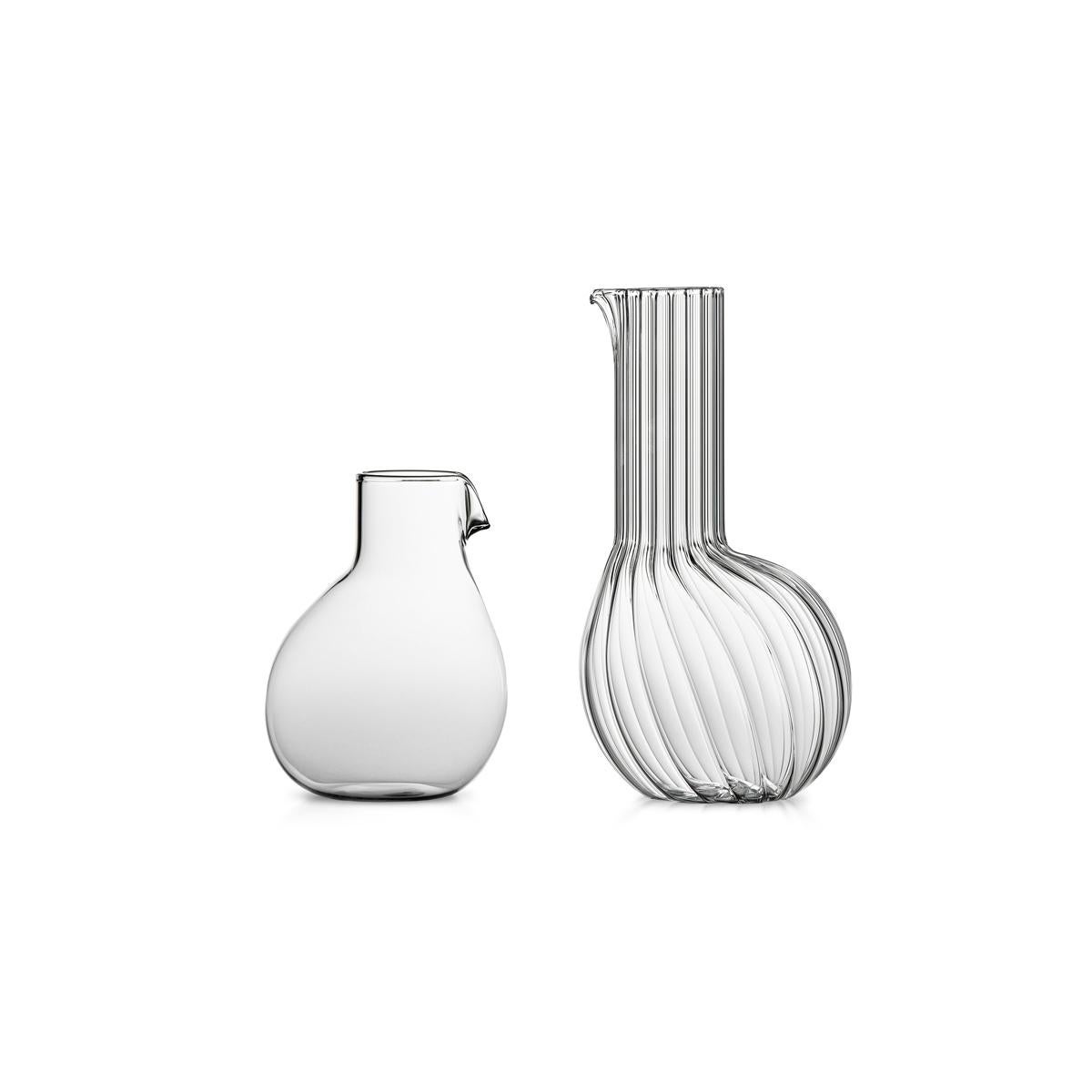 Italian Dodò Low Mouth Blown Glass Carafe Designed by Matteo Cibic For Sale