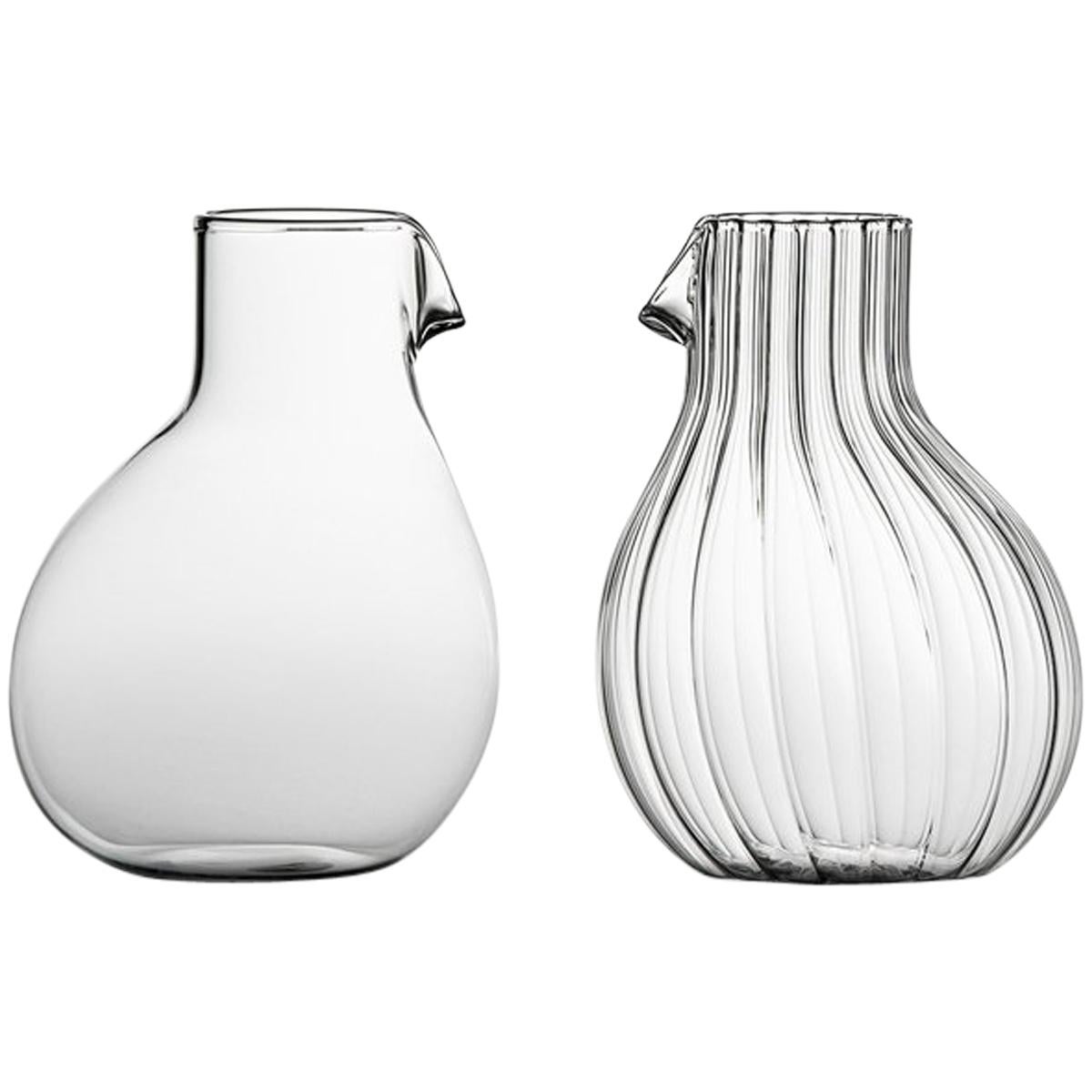 Dodò Low Mouth Blown Glass Carafe Designed by Matteo Cibic