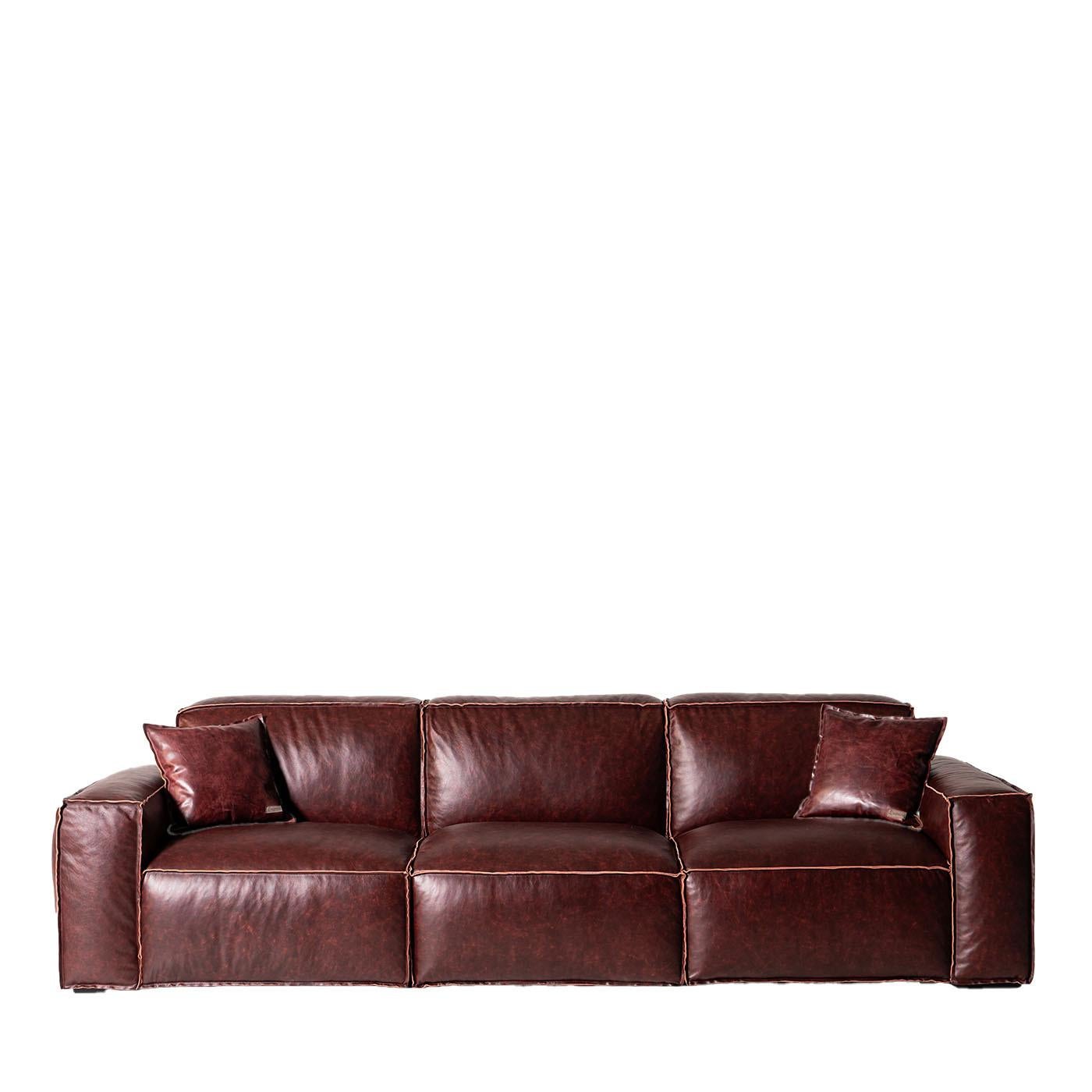 Dodo Mahogany Leather Sofa by Mantellassi 1926 For Sale 2