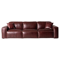 Dodo Mahogany Leather Sofa by Mantellassi 1926