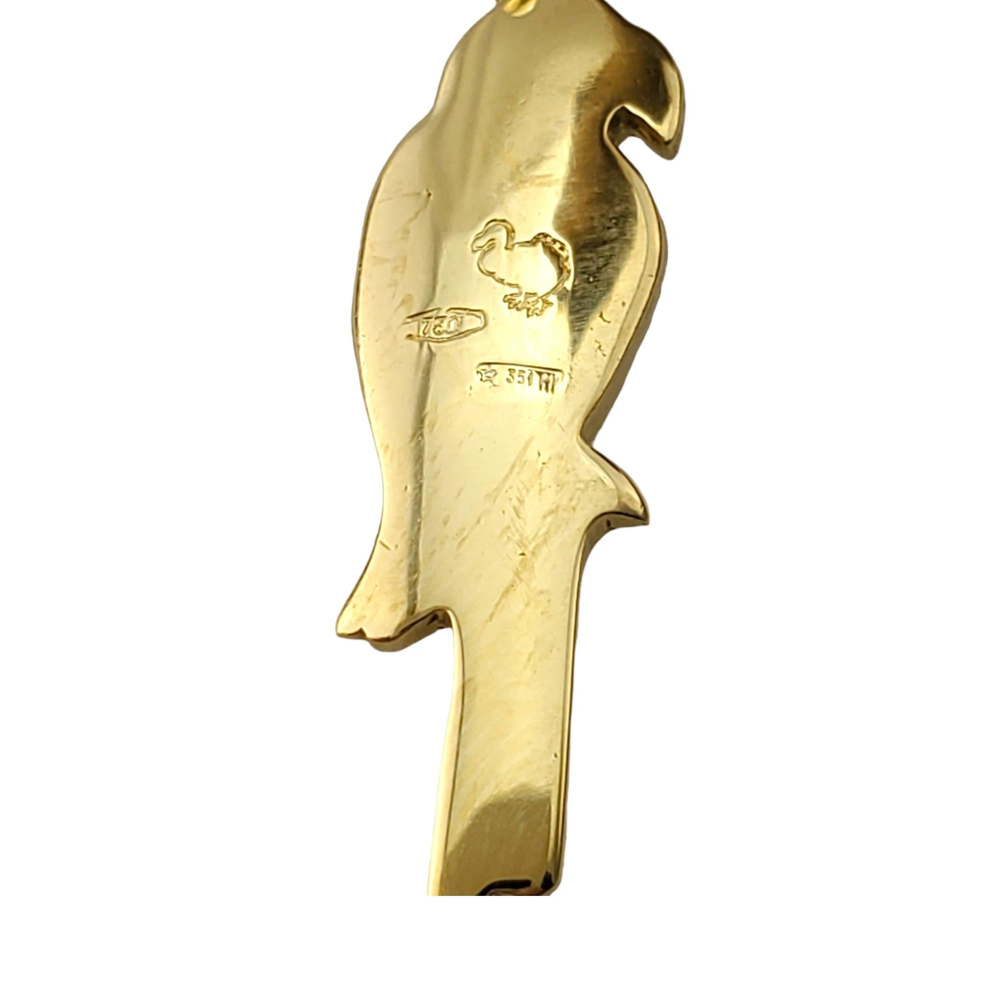 Dodo Pomellato 18K Yellow Gold Parrot Charm #17443 In Good Condition For Sale In Washington Depot, CT
