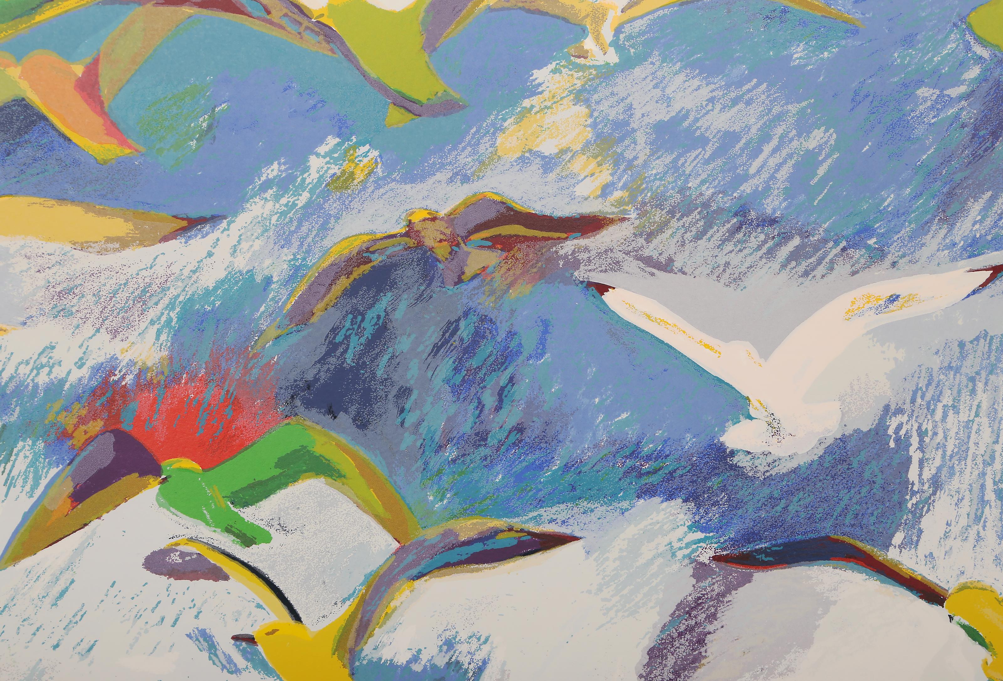 Gaviotas, paisaje marino Serigrafía de Dody Muller en venta 1