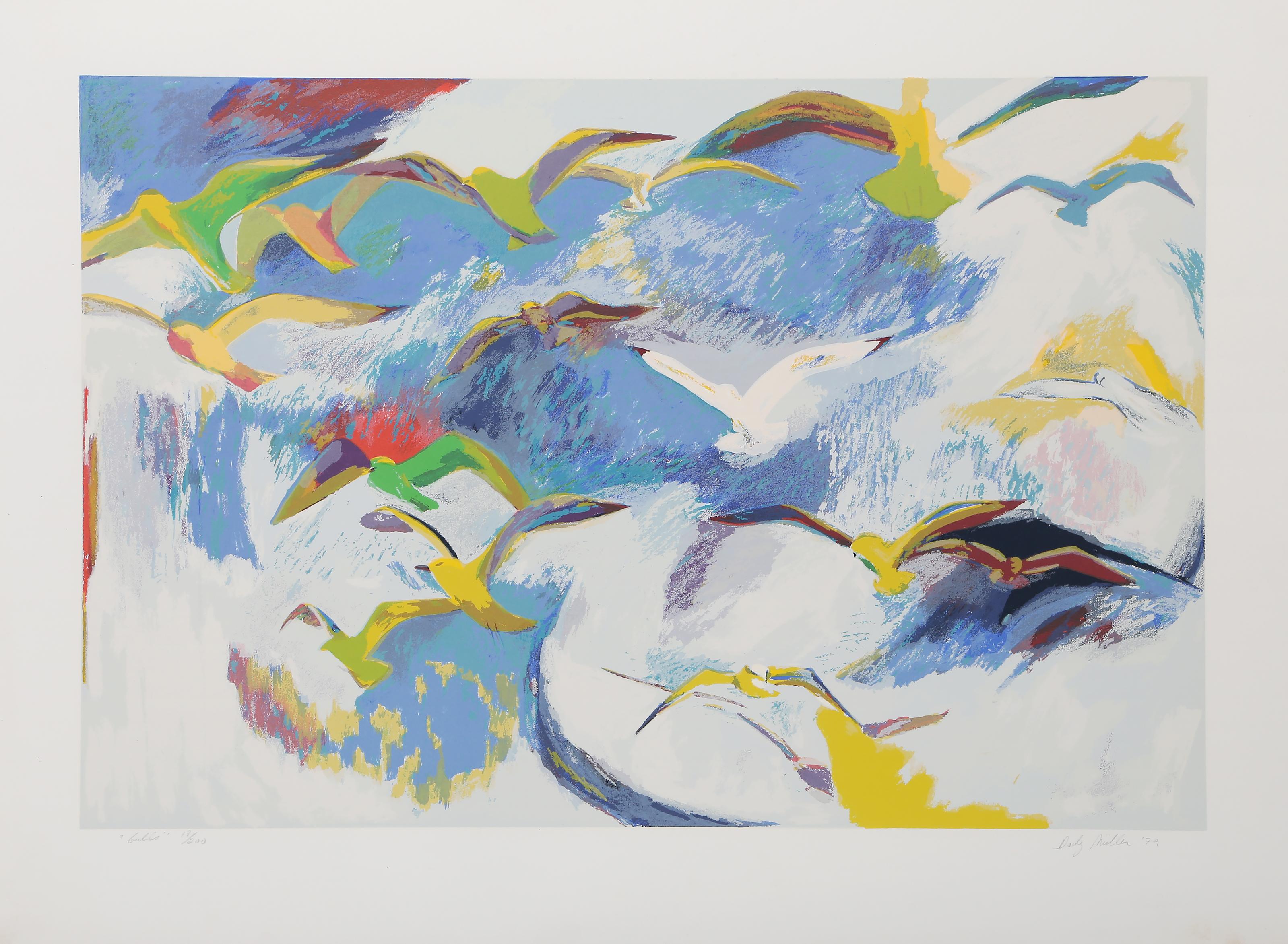 Gaviotas, paisaje marino Serigrafía de Dody Muller