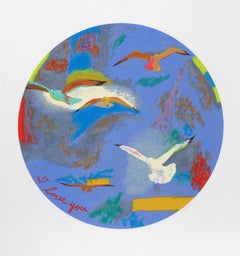 I Love You, Uccelli Impressionisti Serigrafia di Dody Muller