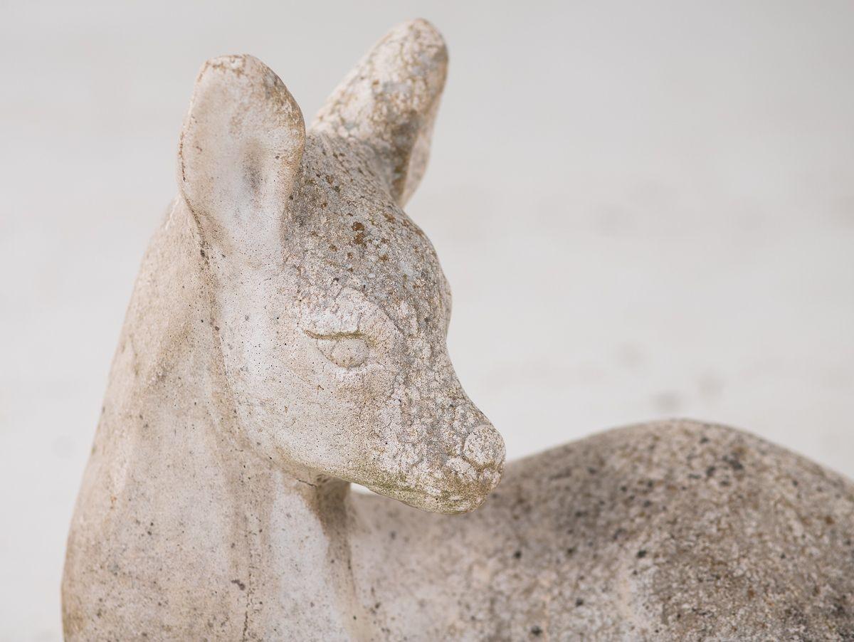 vintage concrete deer statue