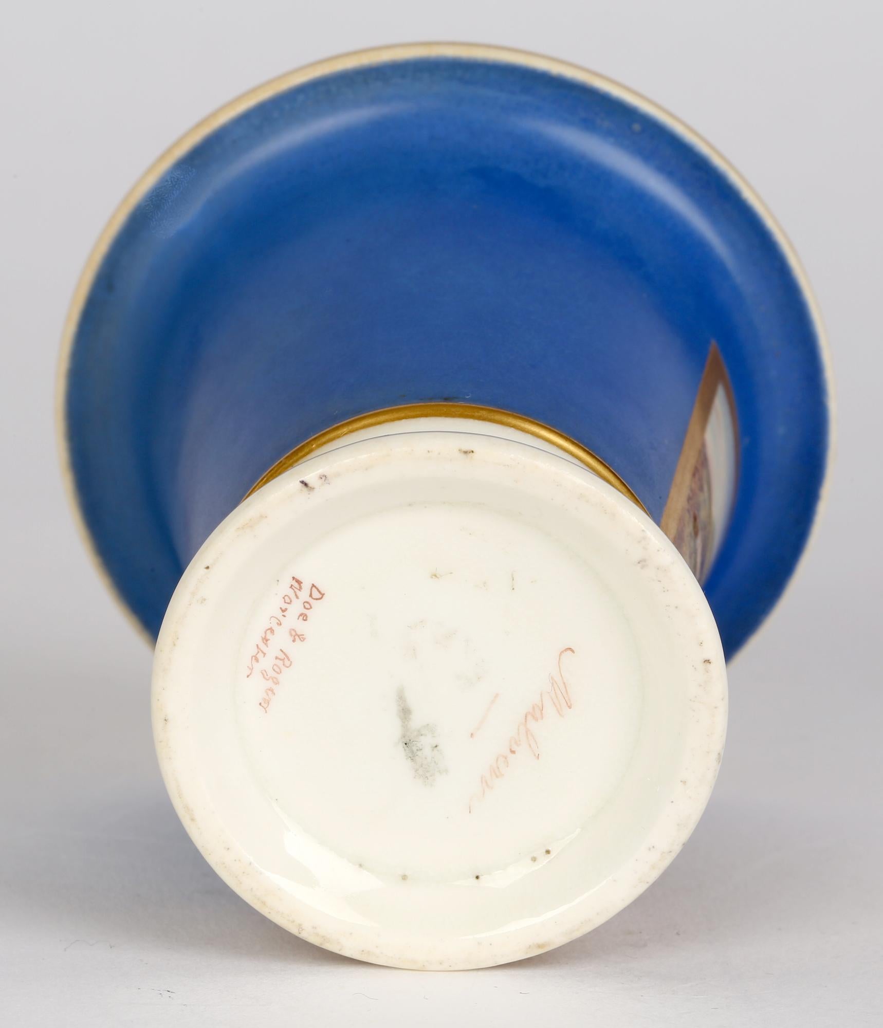 Doe & Rogers Worcester Malvern Priory Hand Painted Porcelain Spill Vase For Sale 9