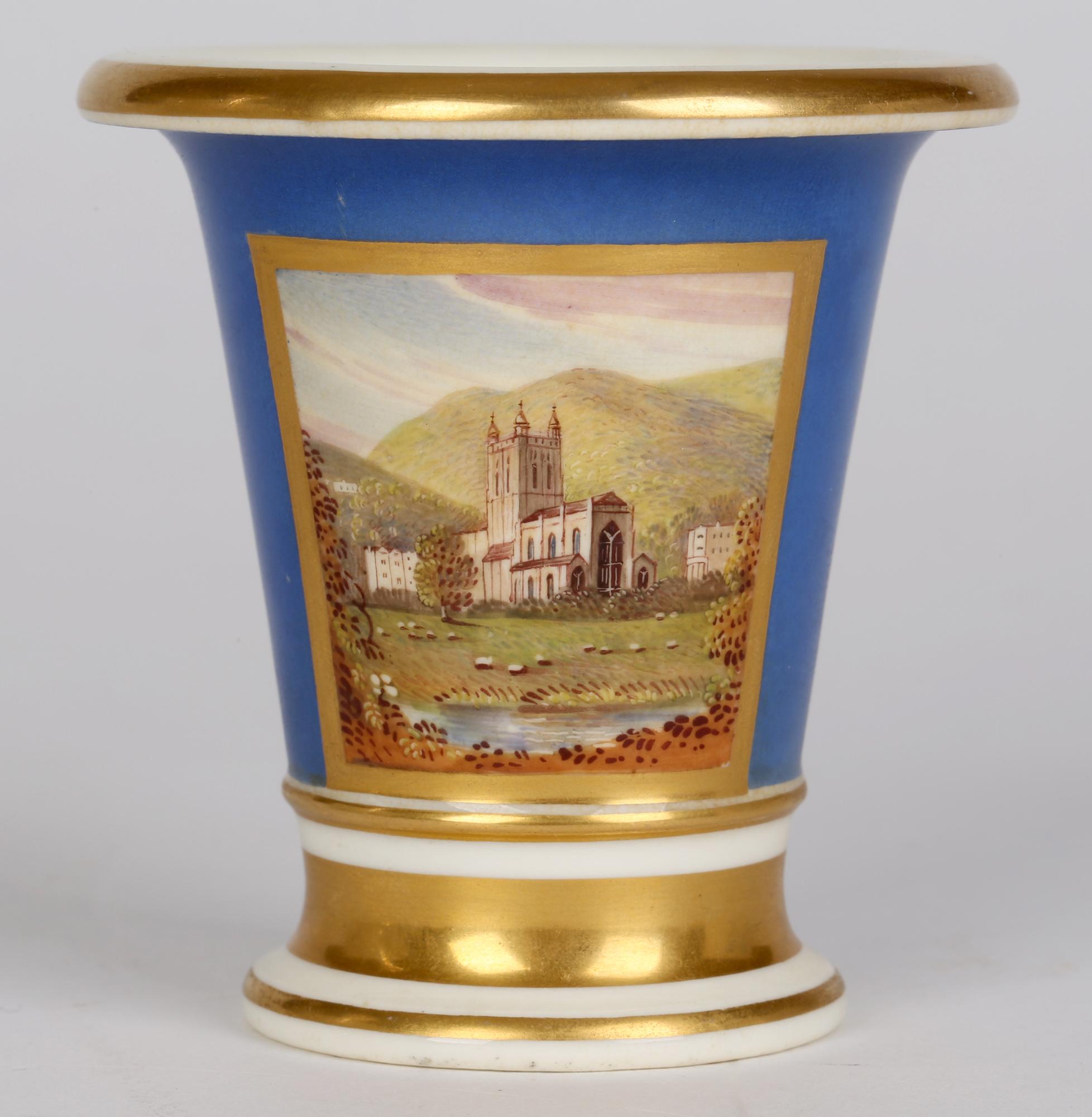 George III Doe & Rogers Worcester Malvern Priory Hand Painted Porcelain Spill Vase For Sale