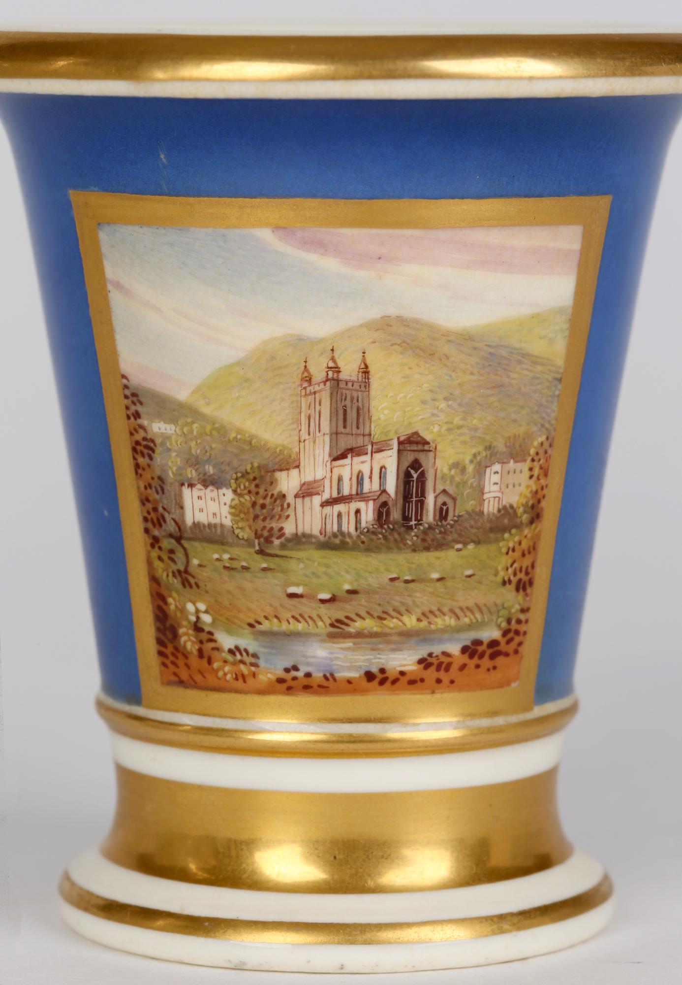 Hand-Painted Doe & Rogers Worcester Malvern Priory Hand Painted Porcelain Spill Vase For Sale