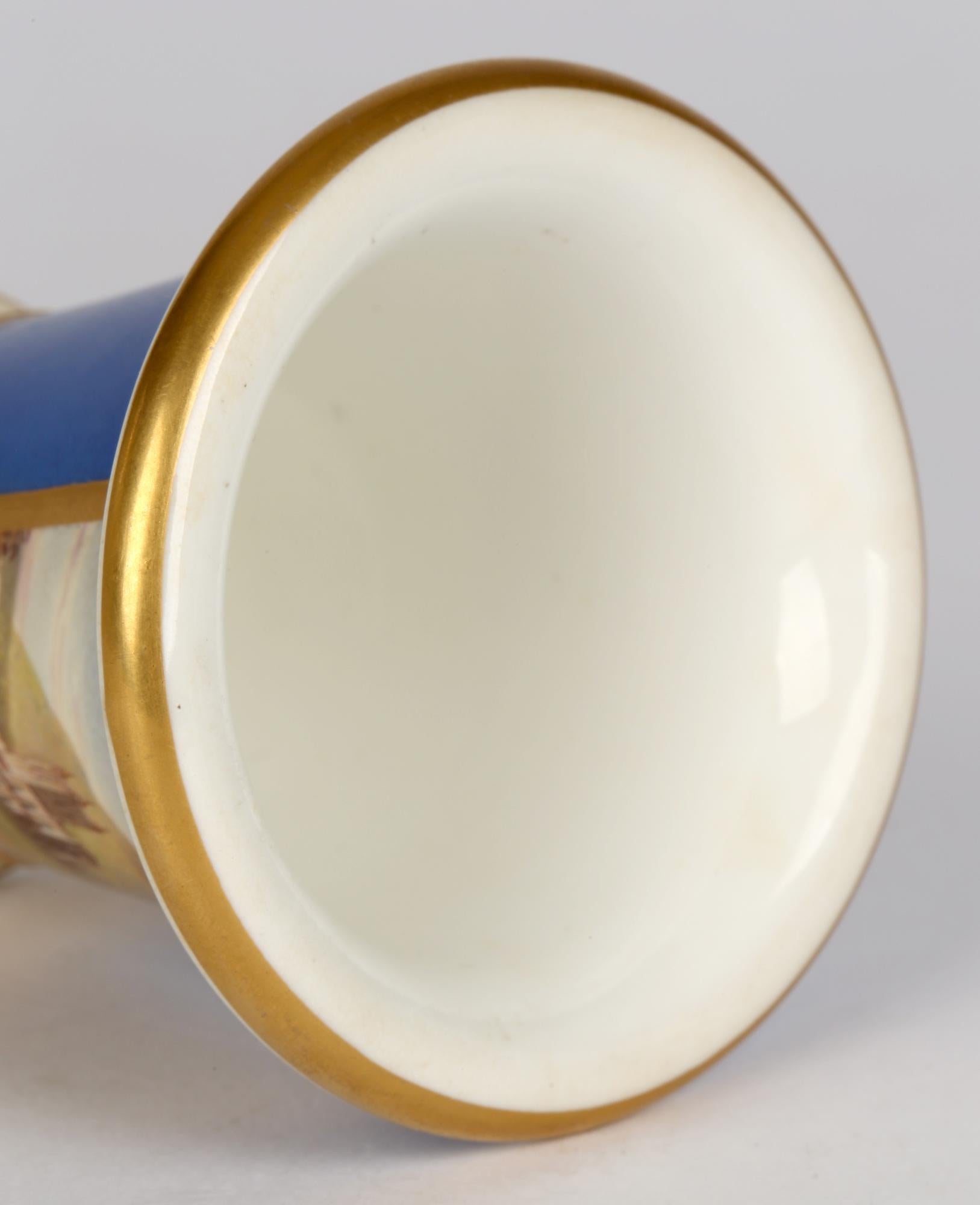 Doe & Rogers Worcester Malvern Priory Hand Painted Porcelain Spill Vase For Sale 2