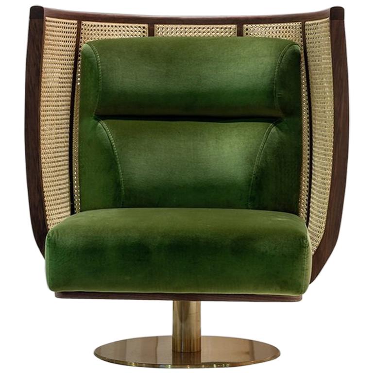 Doeg Rattan Swivel Chair, Contemporary High Back Lounge Chair 