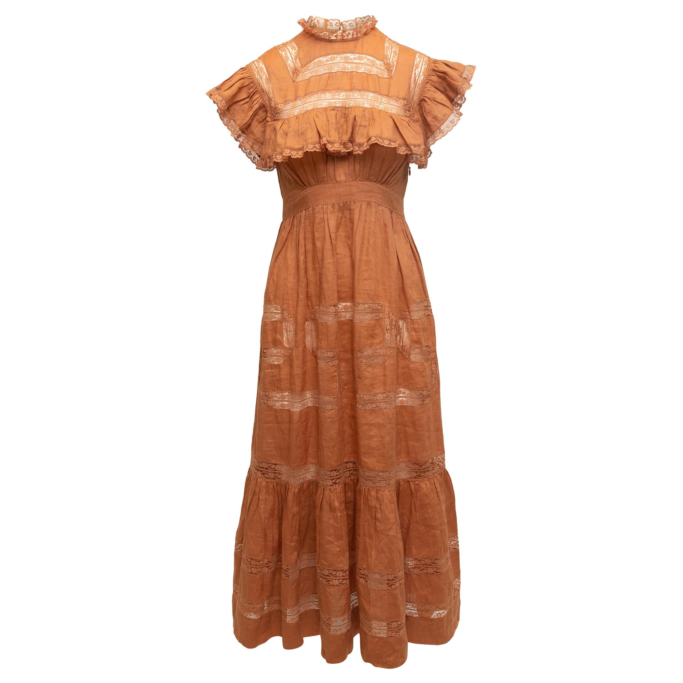 Doen Tan Lace-Trimmed Prairie Dress