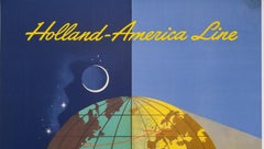 Doeve, Original Vintage Poster, SS Rotterdam Holland America Line, Liner, 1959