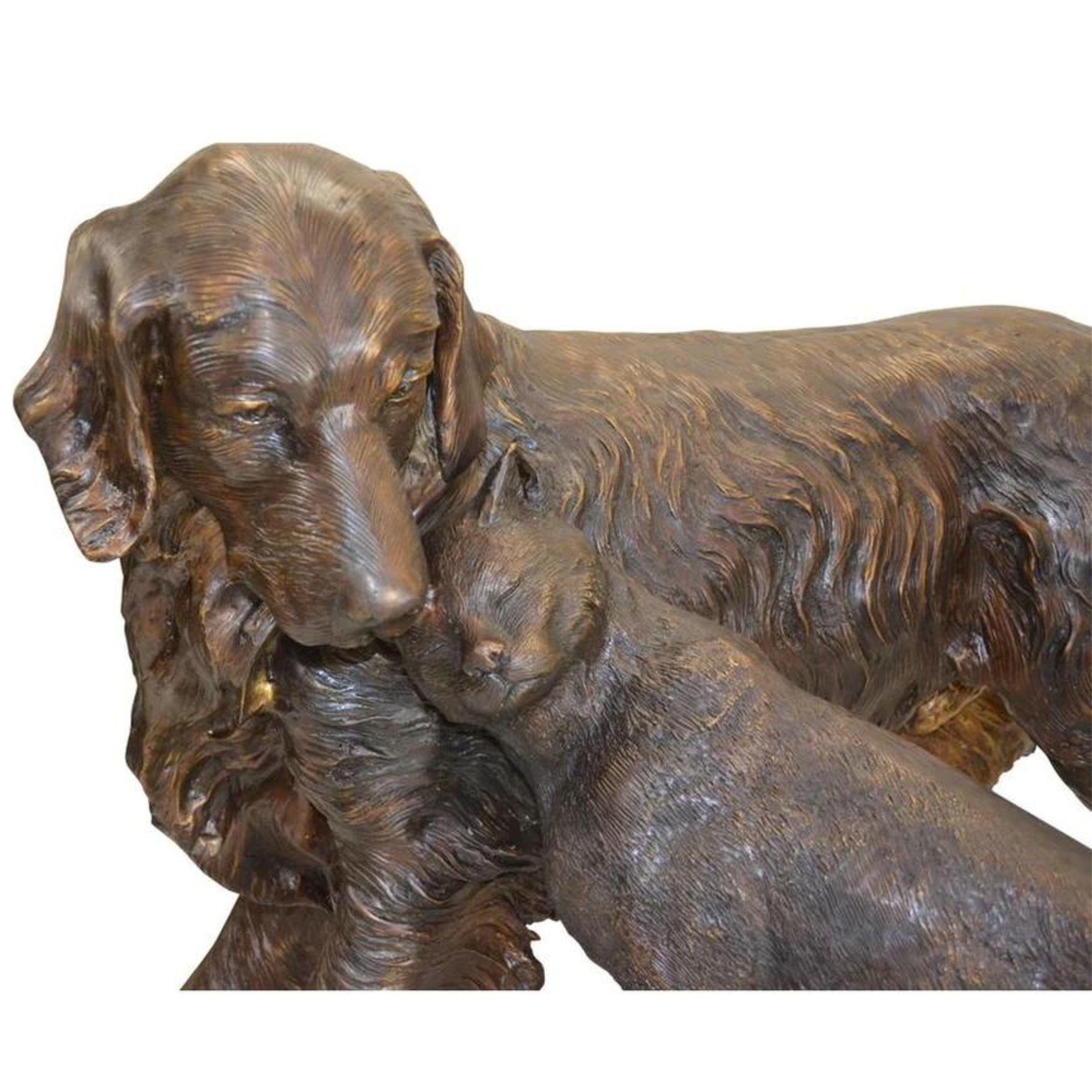 Moulage Statue de jardin chien et chat en bronze, 