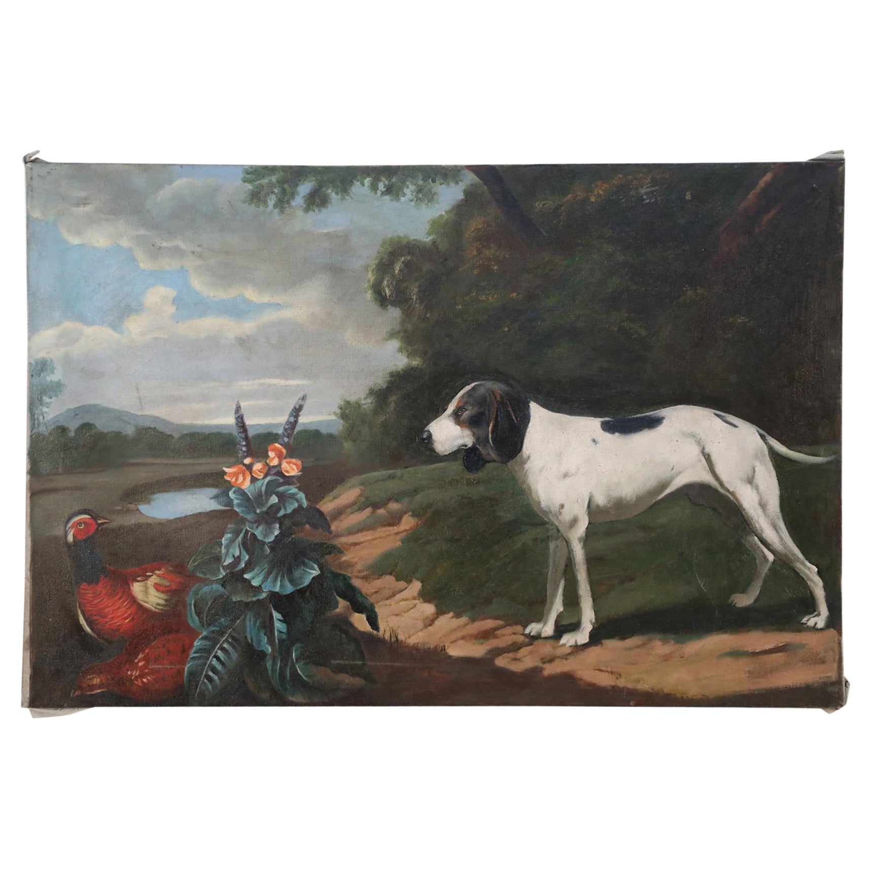 Cane e fagiano - Pittura a olio su tela