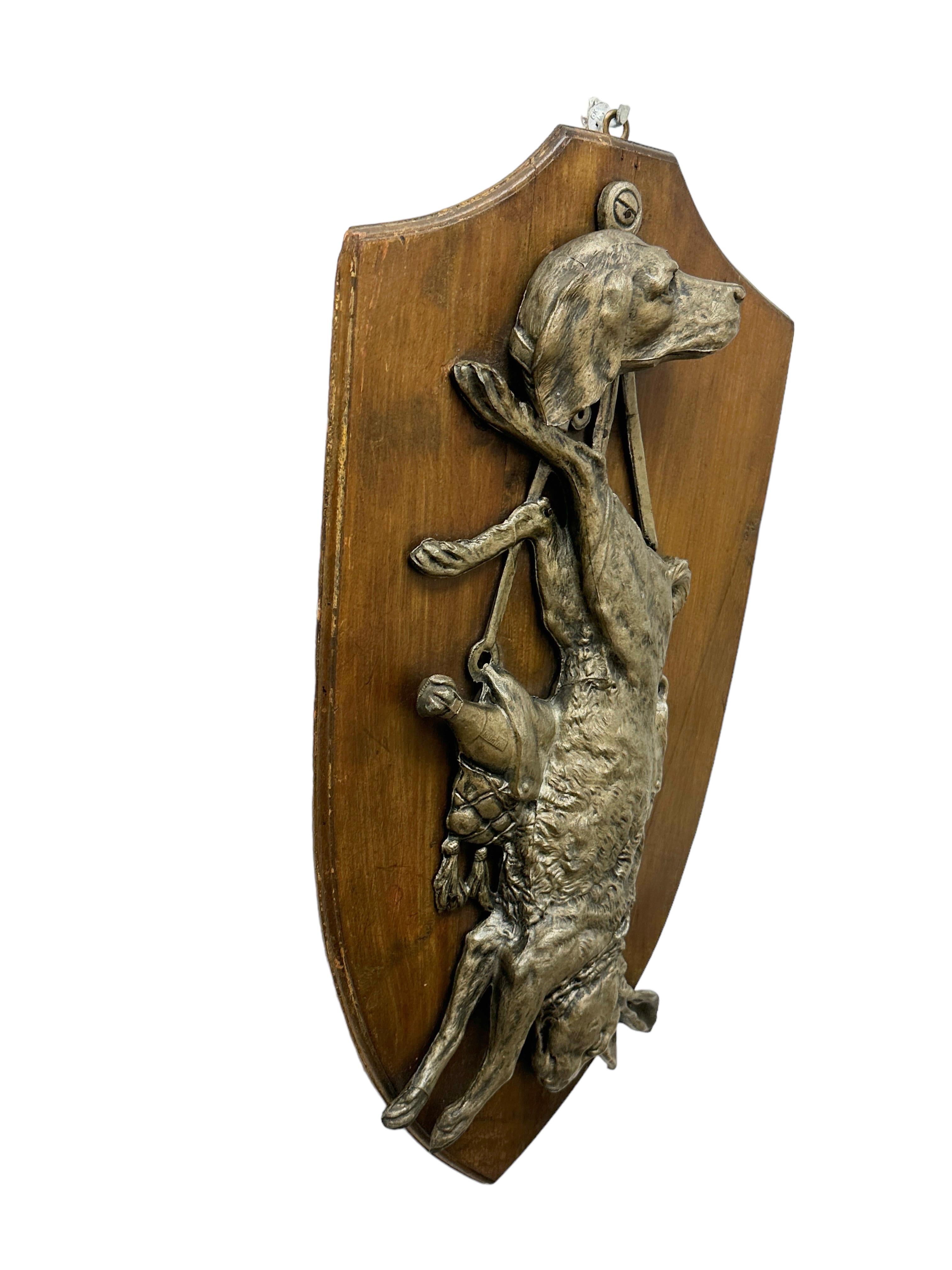 Dog and Rabbit Bunny Hunt Hunting Trophy Plaque Antique, 1890s In Good Condition In Nuernberg, DE