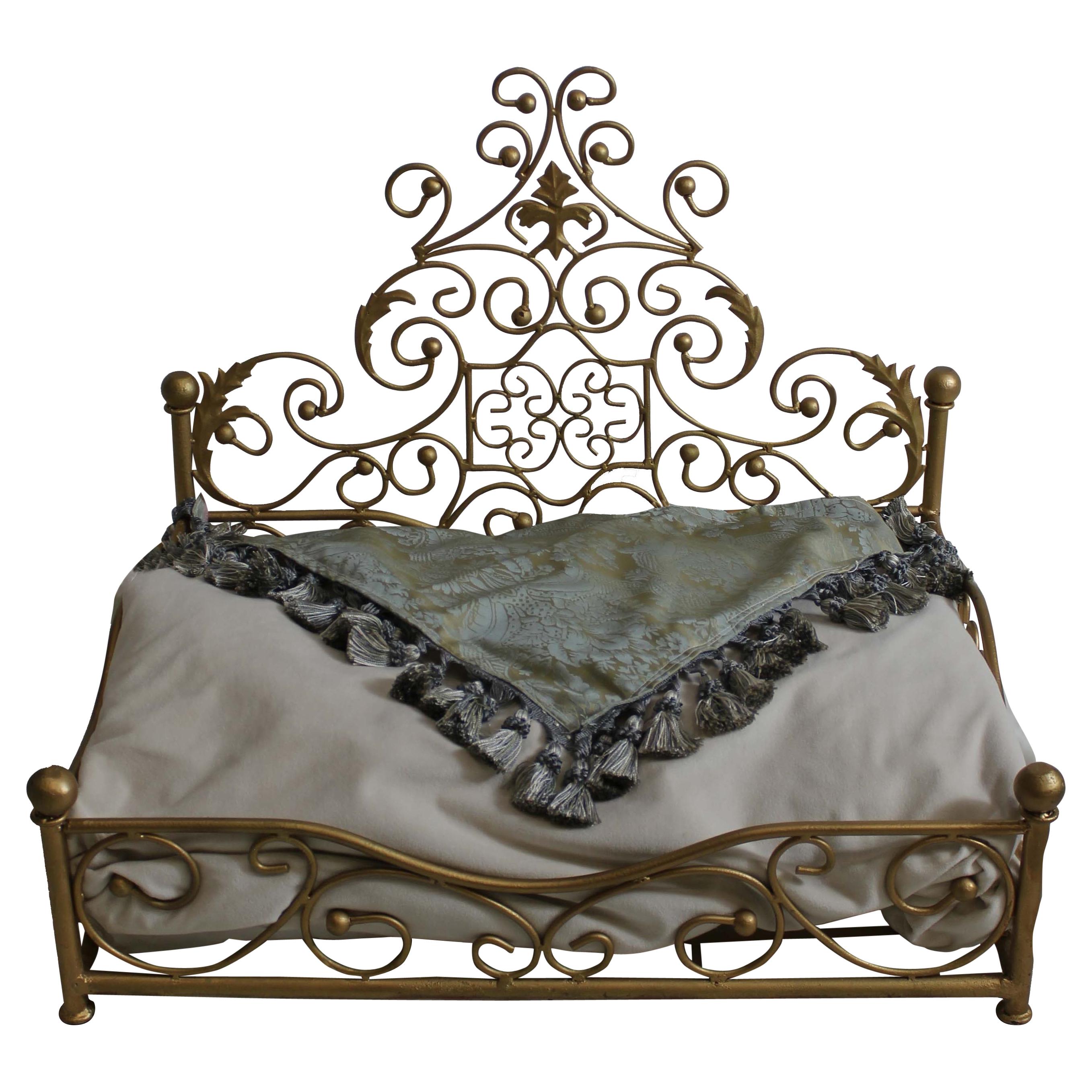 Dog Bed, Gilt Wrought Iron  For Sale