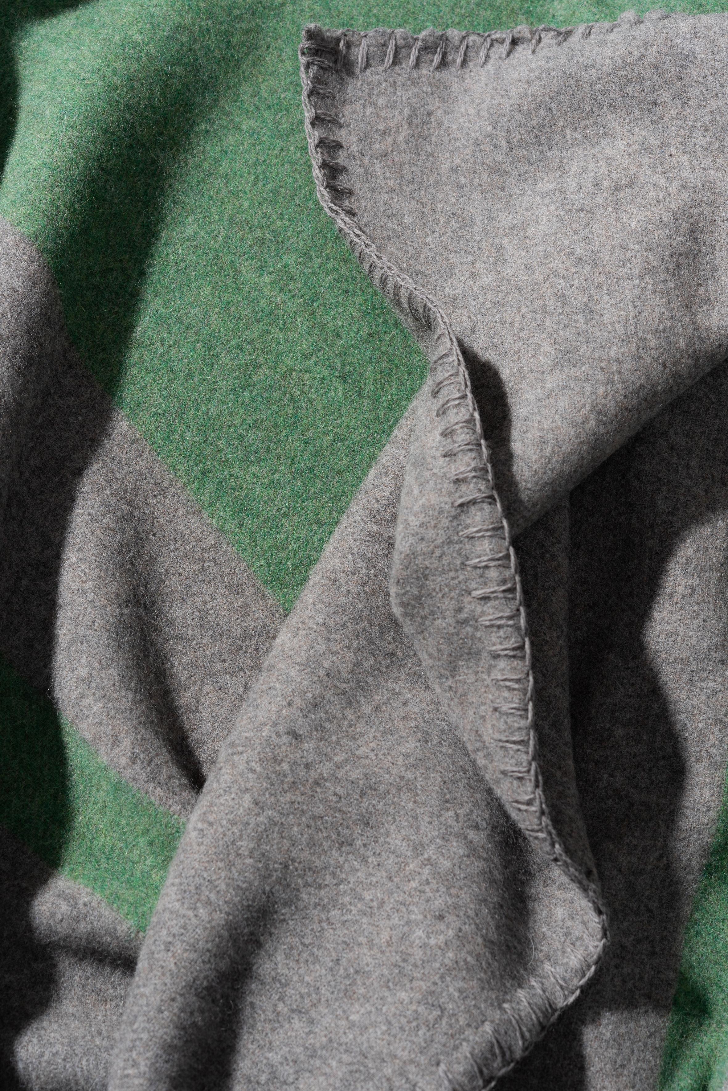 Italian Dog Blanket Green Grey Woven of Merino Wool by Catharina Mende For Sale