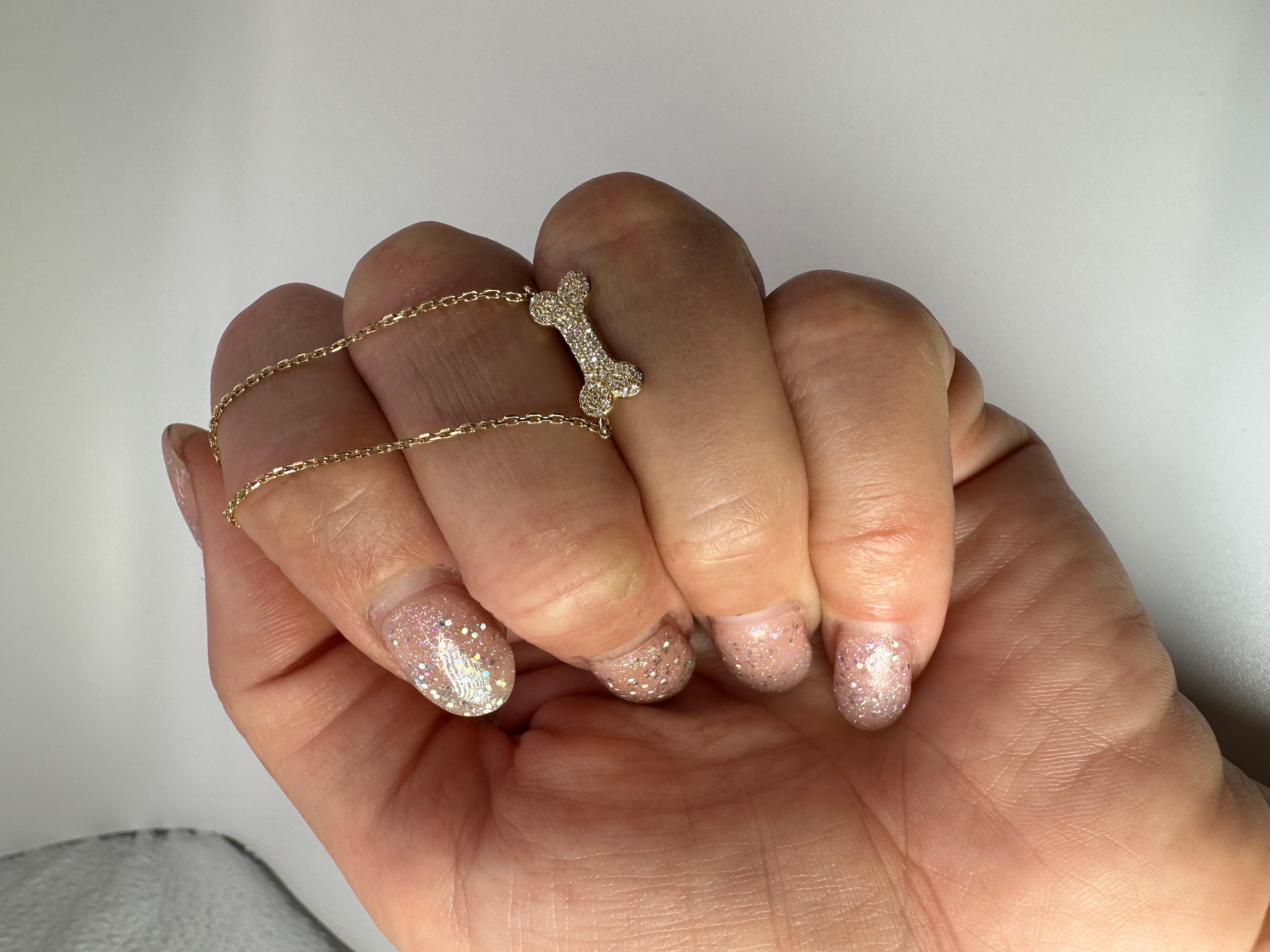 Dog Bone Pendant Necklace 14 Karat Diamond Pendant Necklace In New Condition For Sale In Jupiter, FL