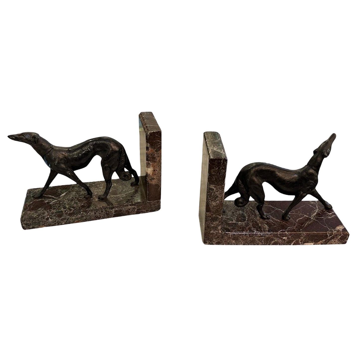 Fermalibri per cani in bronzo e marmo